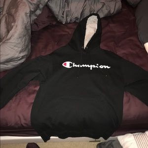 Black champion pull over hoodie
